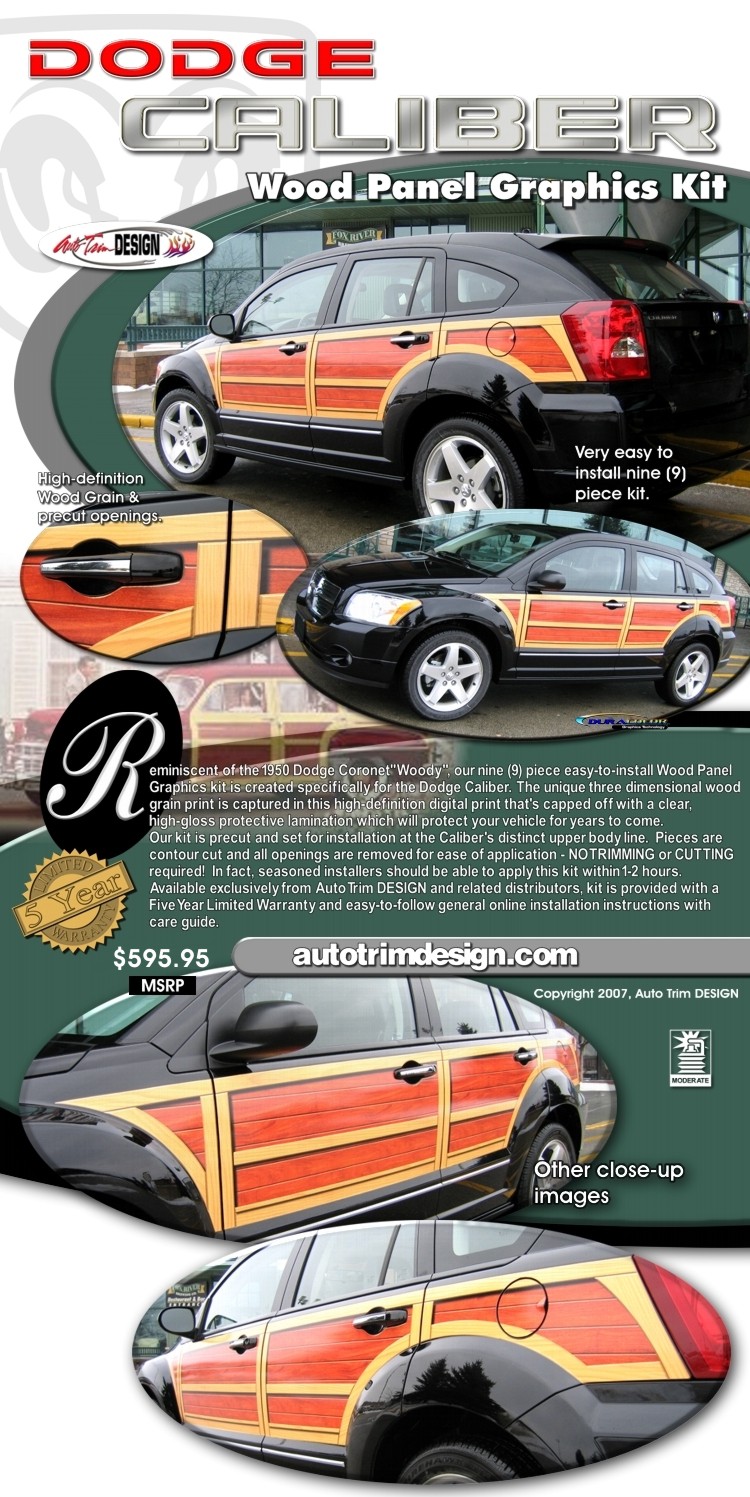 Auto Trim DESIGN Dodge Caliber Wood Panel Graphics Kit 1 Woody